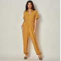 Zip Collared Jumpsuit Gold