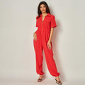 Zip Collared Jumpsuit Orange