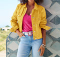 Cropped Denim Jacket Gold
