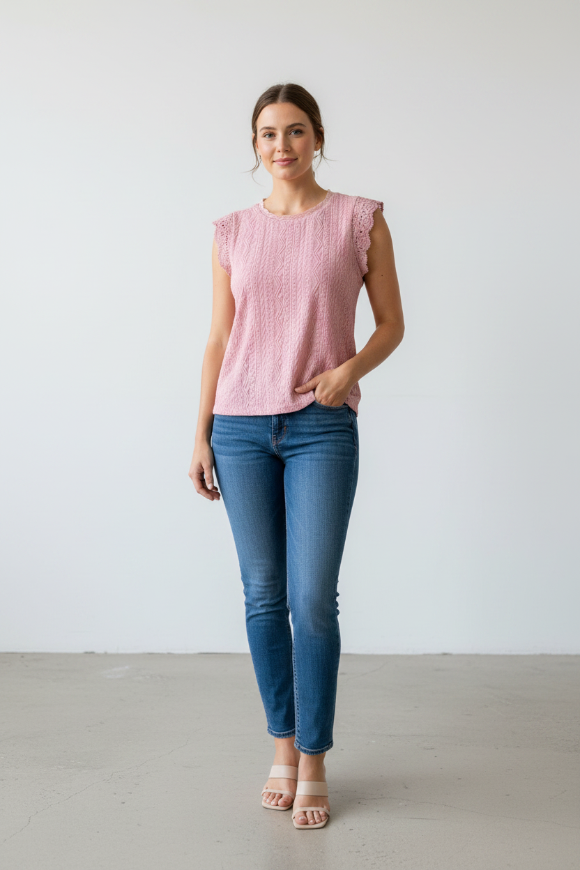Eyelet Lace Blouse Pink