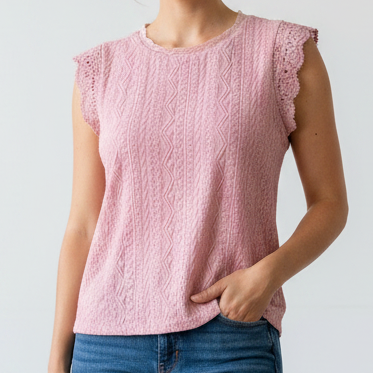 Eyelet Lace Blouse Pink