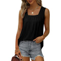 Ruched High-Low Tank Top Black