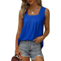 Ruched High-Low Tank Top Blue