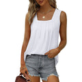 Ruched High-Low Tank Top White