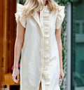 Ruffle Front Button Down Dress