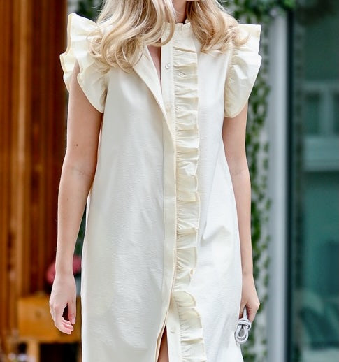 Ruffle Front Button Down Dress
