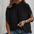 Solid Cape Loose Top Black