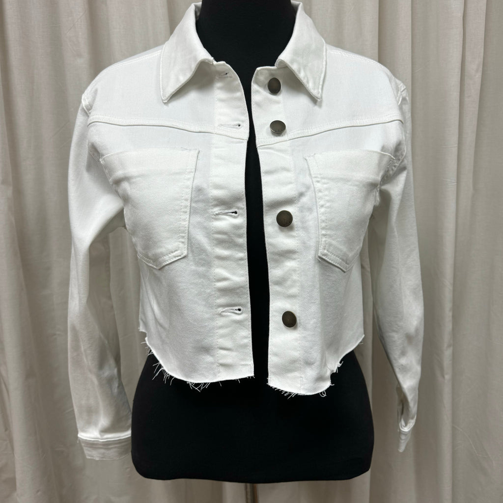 Cropped Denim Jacket White